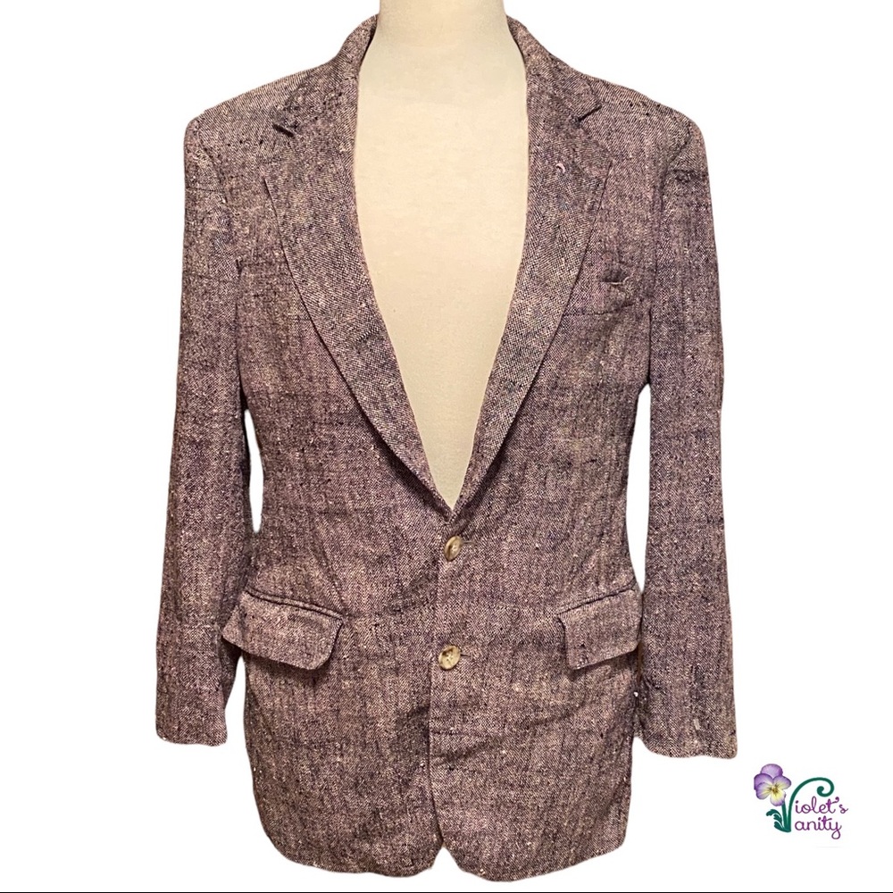 VTG 70s Mark Shale SILK Blazer Women’s Sz M Union USA Made Pink & Black Bouclé